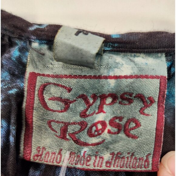 Gypsy Rose Peasant Top Tie Dye Bell Flutter 3/4 Sleeve Scoop Tie Neck Hippie Med - Picture 12 of 14
